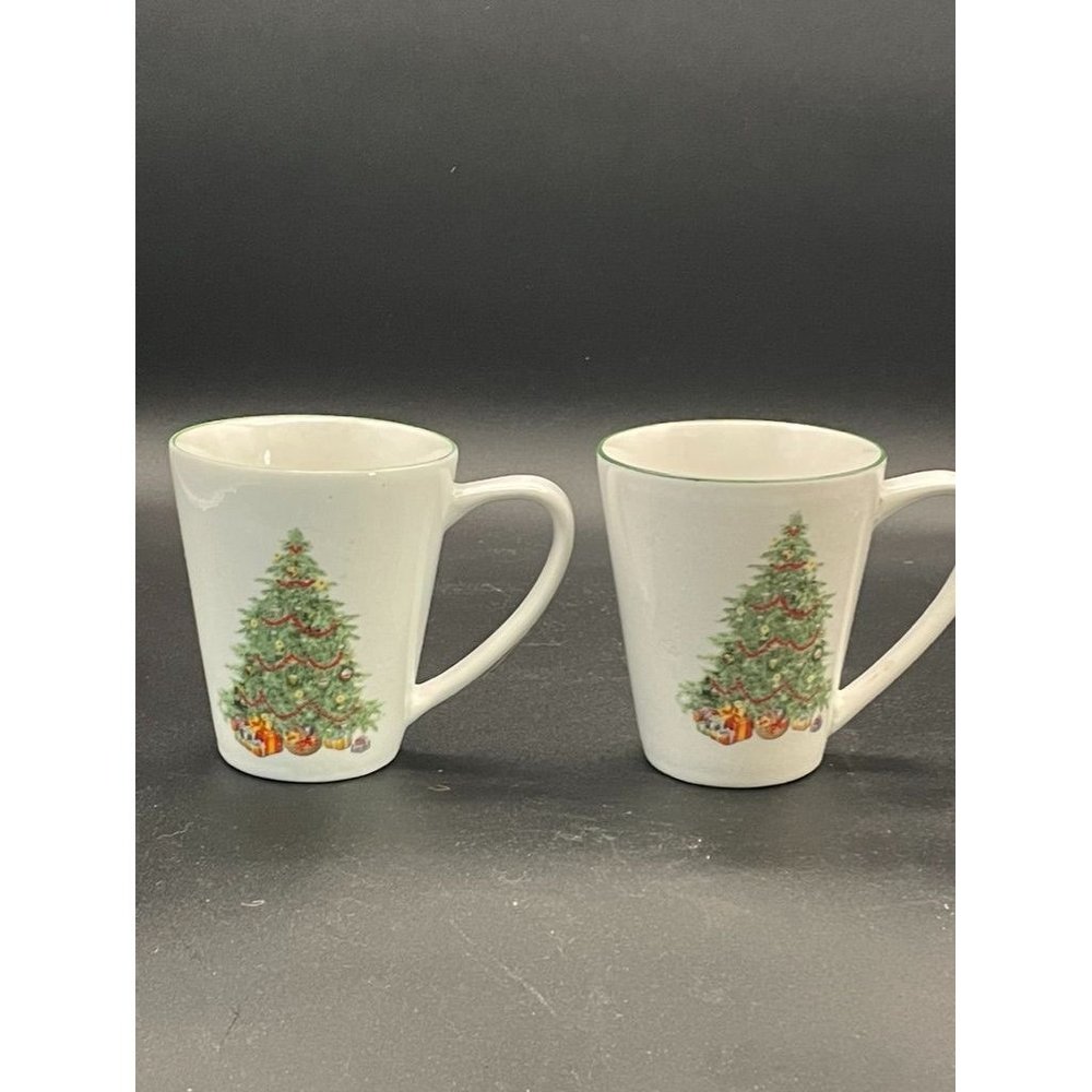 Vintage Trisa Christmas Tree Stoneware Cup Microwave & Dishwasher Safe H 4 "